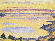 Ferdinand Hodler, Sonnenuntergang am Genfersee von Caux aus